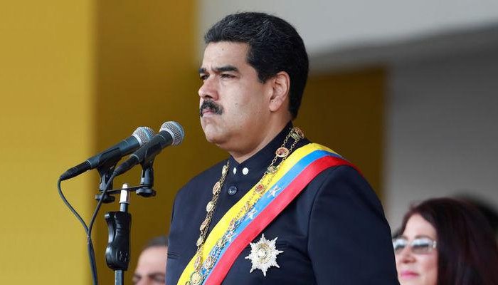 Venezuela's Nicolas Maduro's speech cut off, soldiers seen running