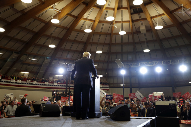 Republican presidential candidate Donald Trump speaks at a rally Wednesday Sept. 28 2016 in Waukesha Wis