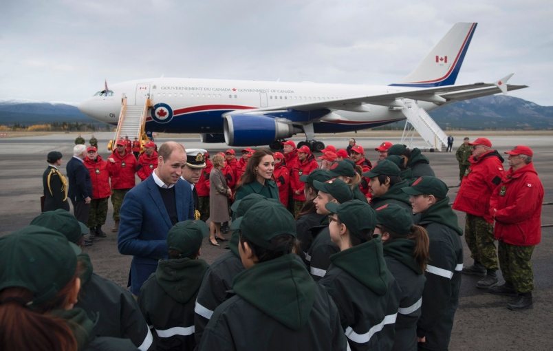 The Duke and Duchess of Cambridge greet the Canadian Rangers in Whitehorse on Tuesday