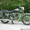 The heavy-duty, specially designed 500 cc Royal Enfield motorbikes