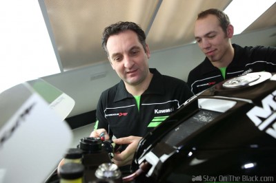 Michael Rutter & Peter Hickman with the MSS Bathams Kawasaki